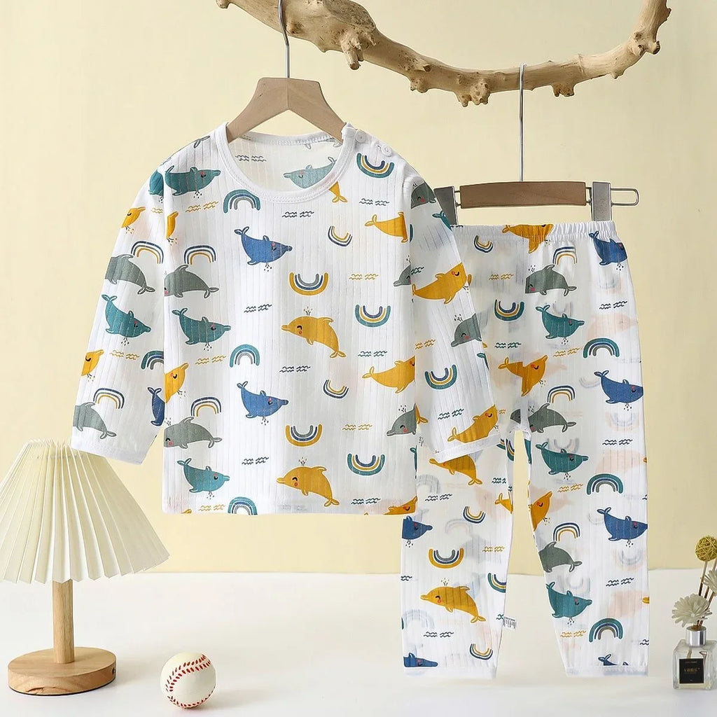 פיג'מת כותנה מודפסת