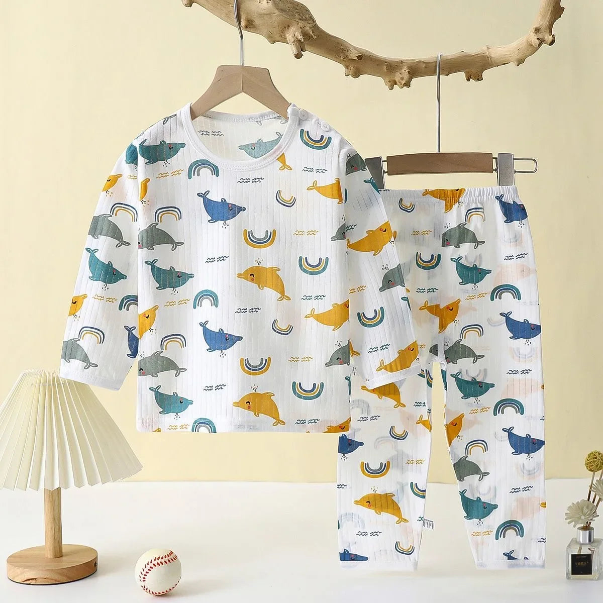 פיג'מת כותנה מודפסת